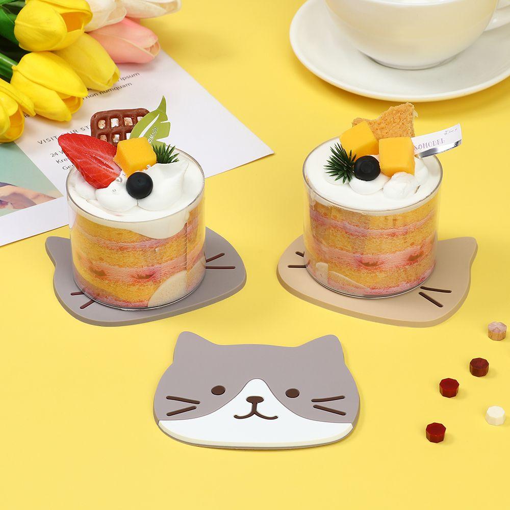 Нескользящий силиконовый коврик в форме кошки, держатель для кофе, чая, напитков, мультяшная подставка для горячих напитков, кухонная изолированная подставка, аксессуары