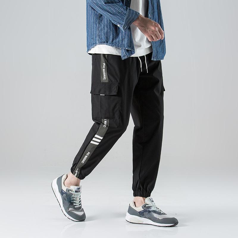 Новые брюки-карго в стиле хип-хоп для бега, мужские шаровары с несколькими карманами и лентами, мужские спортивные штаны, уличная одежда, повседневные мужские спортивные брюки M-7XL