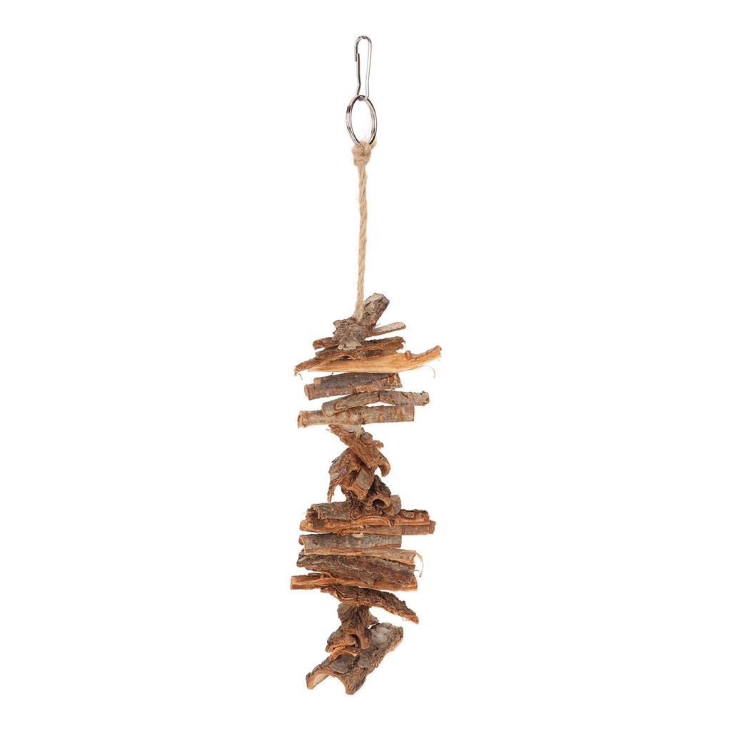 Bird Bark Chew Toys Natural Bite Resistant Relieve Boredom Hanging Chewing Toys for Parrots