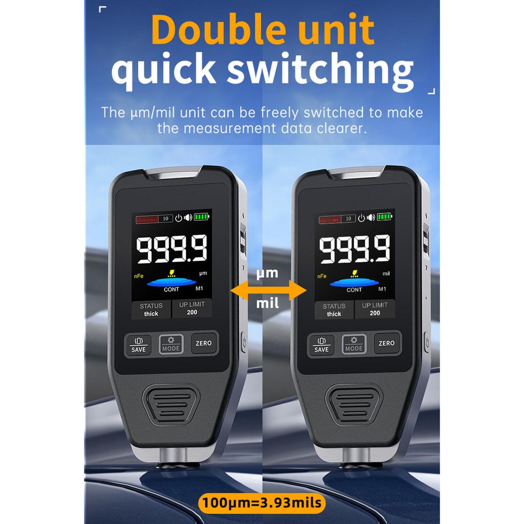 Высокоточный автомобильный толщиномер краски Портативный тестер толщины краски для точных измерений покрытия