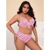 New 2024 Women's Split Floral Printed Pink Swimwear Large Size Fat MM Fashion Swimwear