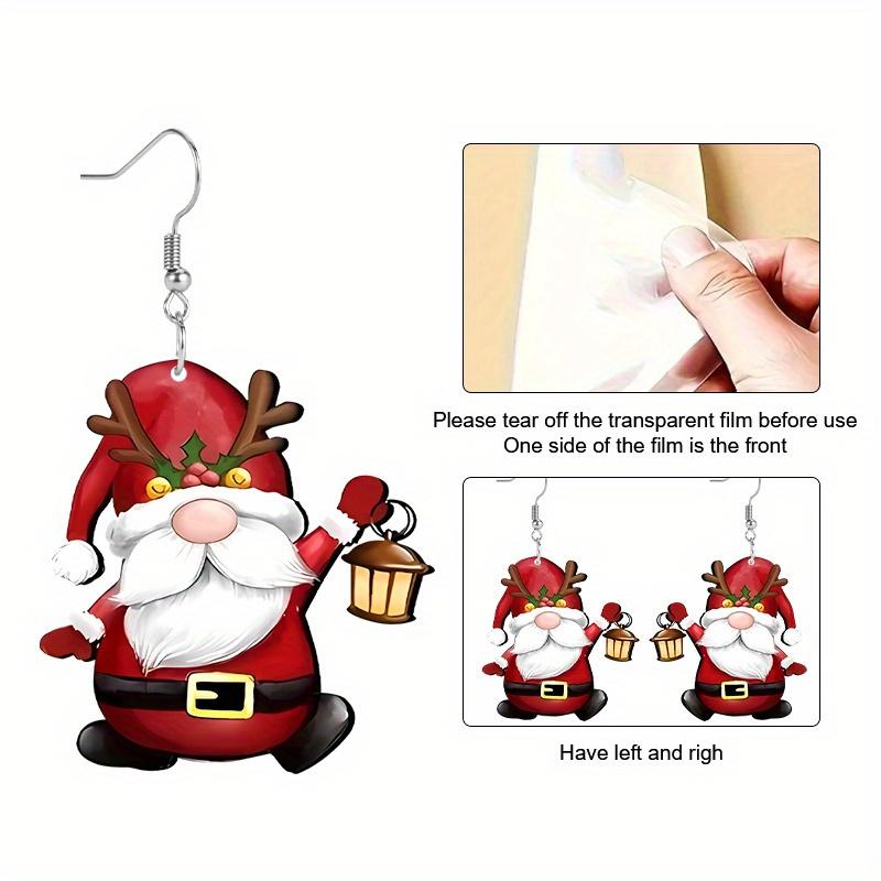 1Pair Acrylic Cartoon Christmas Dwarf Pattern Earrings Jewelry Gift for Women Female