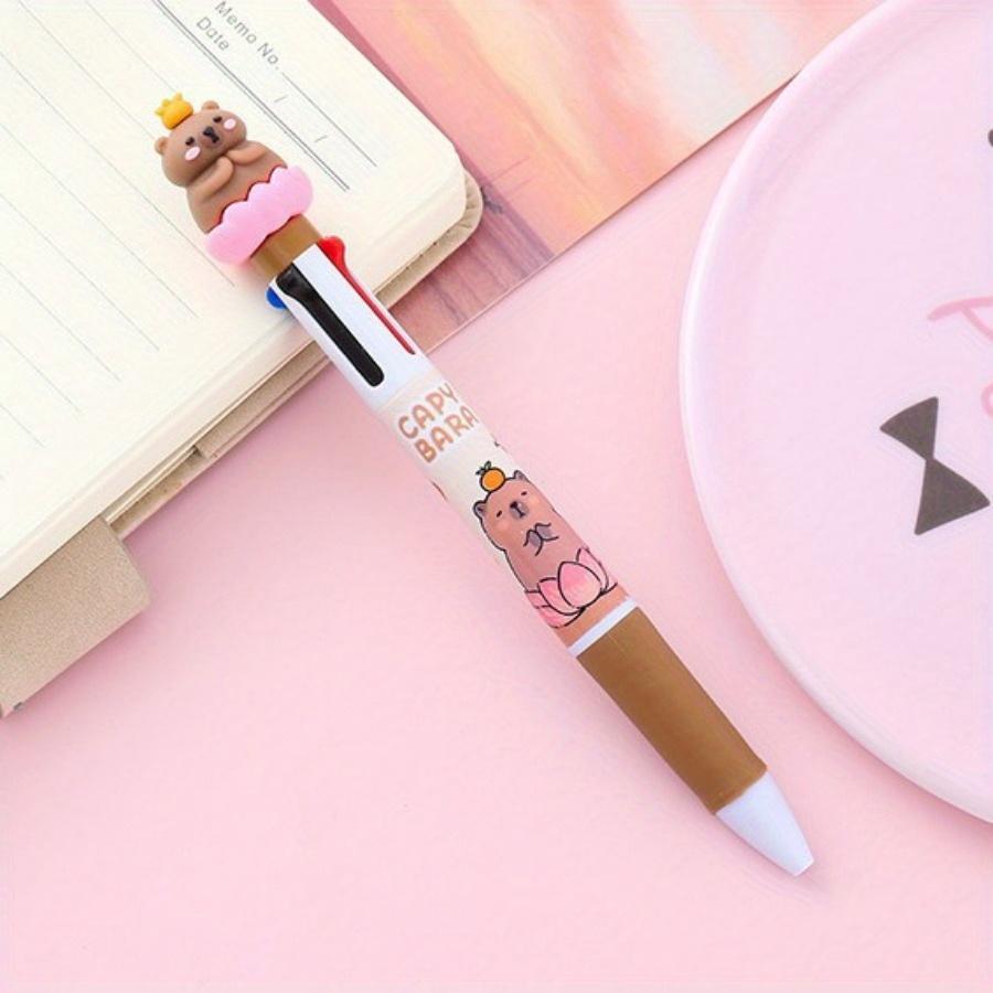 School Season 10pcs 0.5mm Capibala Four-color Ballpoint Pen High-value Stationery Color Handbook Pen Creative Office Multi-color Oil Pen
