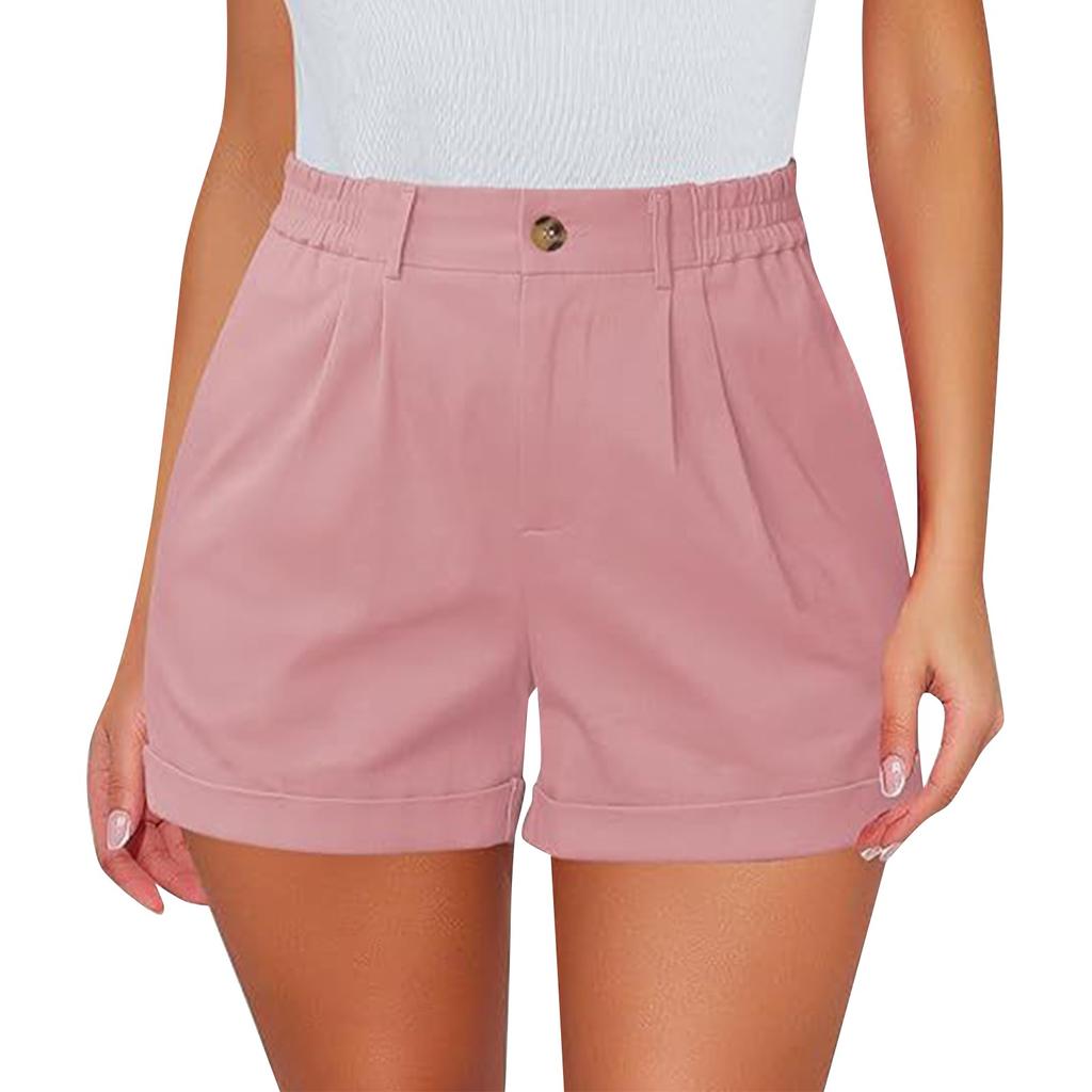 Женские модные сексуальные повседневные хлопковые эластичные шорты с высокой талией, одинарный хлопок, саржа, плиссированные летние шорты три четверти с карманами