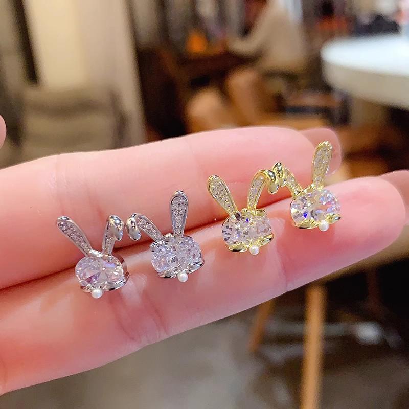 Милые серьги-пусеты в виде кролика с круглым искусственным жемчугом золотого цвета/серебряного цвета, изысканные аксессуары для ушей для женщин, ювелирные изделия