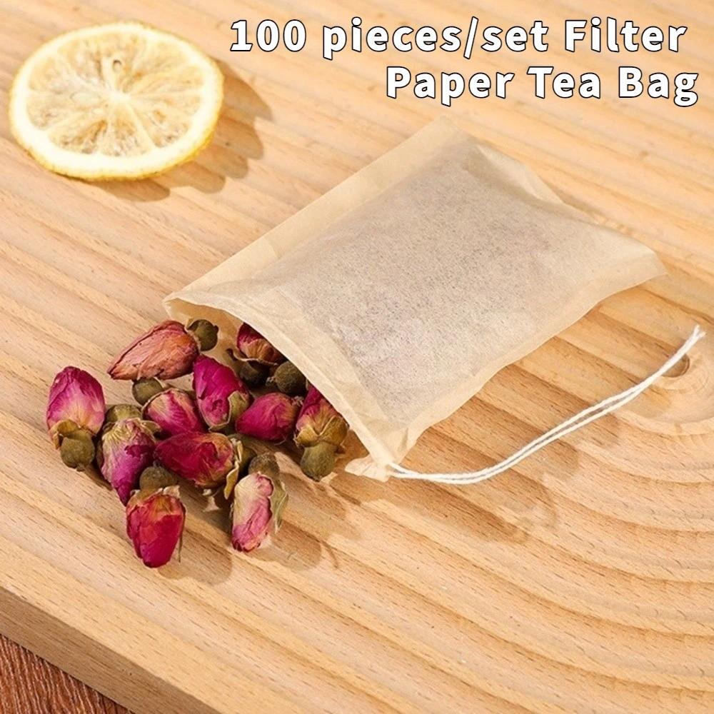 100 pieces/set Natural Drawstring Teabags Multi Functional Disposable Tea Bags Coffee Foot Bath