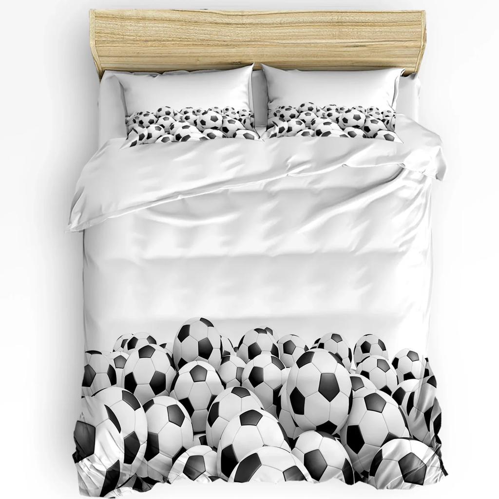 Постельное белье с футбольным дизайном, 3 предмета: пододеяльник, наволочка, детское/взрослое покрывало, комплект для двуспальной кровати, домашний текстиль