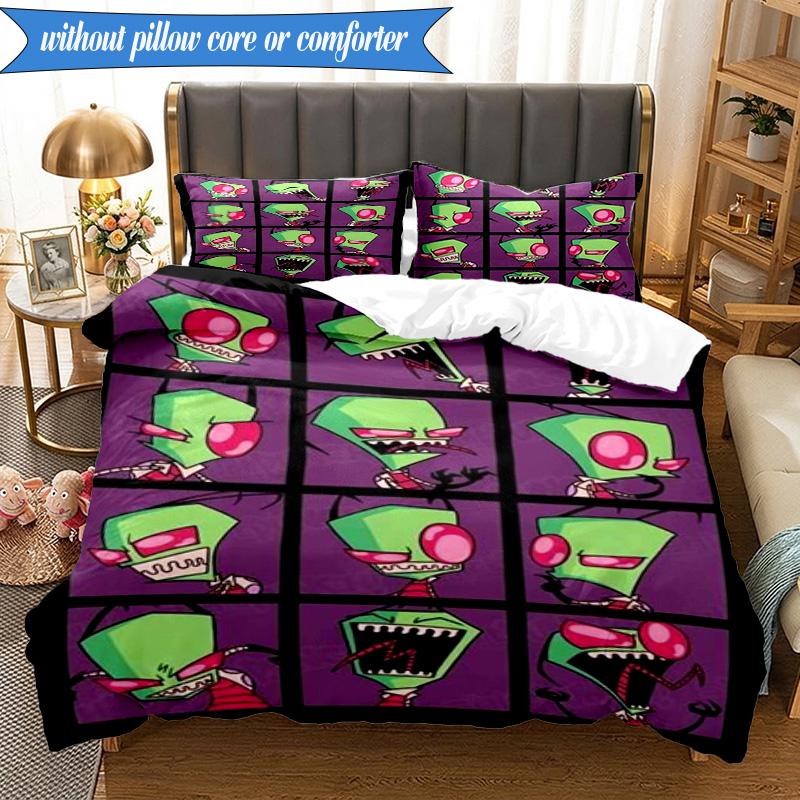 Alien Invasion Pattern 3pcs K-pop music group Bedding set,Ideal for Bedroom, Dormitory,Including Duvet Cover And 2pcs Pillowcases,Fan gifts