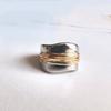 Engraved Line Two-tone Ring Double Layer Punk Style Ring  Holiday Accessories