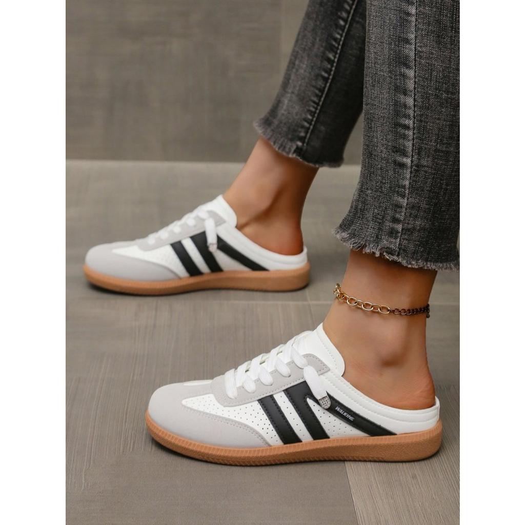 Полутапочки на плоской подошве для женщин, без каблука, повседневная обувь для серфинга, легкие, большого размера, маленькие белые туфли