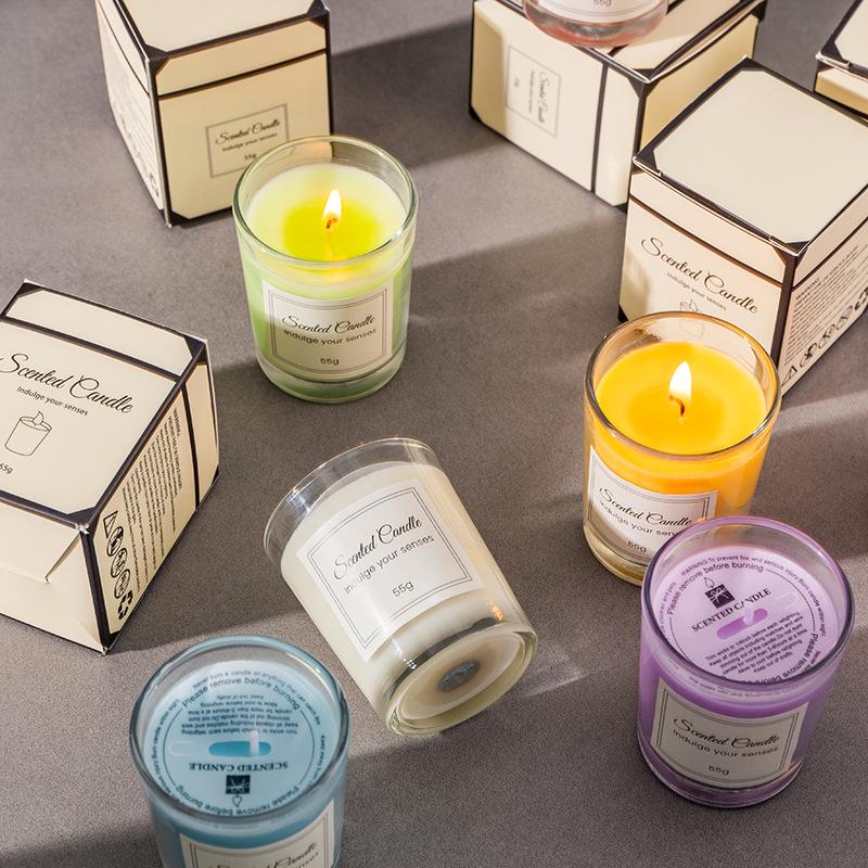 Luxury Scented Soy Candle Gift Set with Glass Cup - Smokeless and Elegant