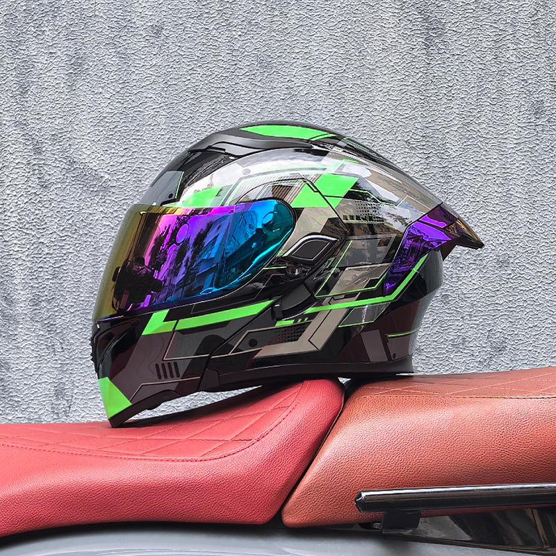 Orz motorcycle helmet peel-off helmet double lens big tail locomotive racing helmet running helmet men and women keep warm in winter