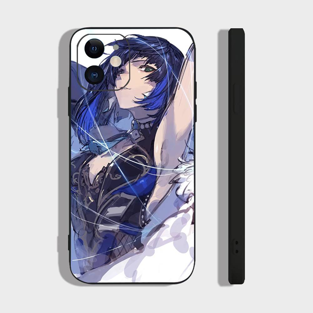 Чехол для телефона Yelan Anime Game Genshin Impact для iPhone 17 Air 16 15 14 13 Pro Max 11 12 Черный силиконовый чехол