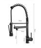 Chrome Spring Kitchen Faucet Pull Down Dual Spouts 360 Swivel Handheld Shower Kitchen Mixer Crane Hot Cold 2 Outlet Spring Taps