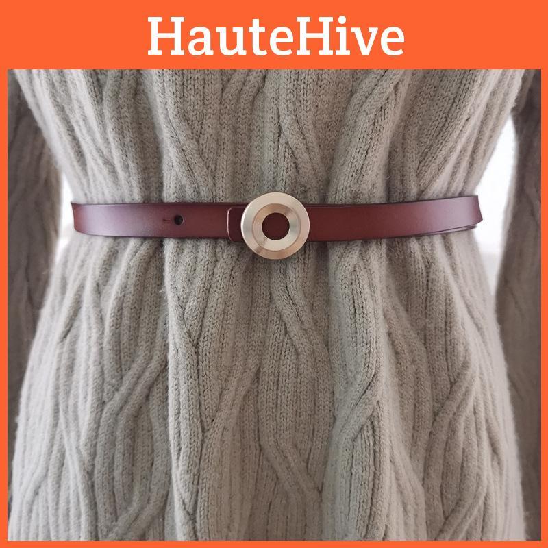 Leather Women Stylish Belt Jeans Trousers Alloy Fastener Trendy Look Decoration