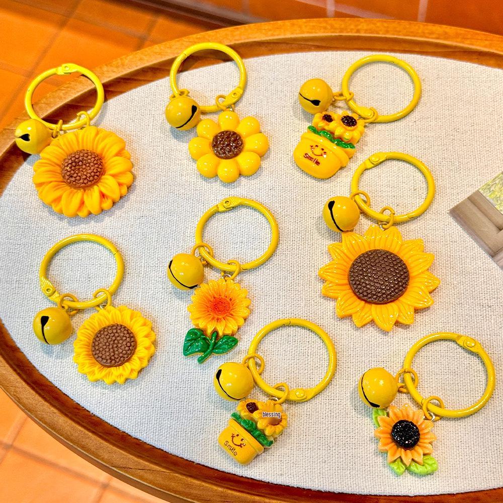 Motivational Sunflower Resin Keychain: First Place Bag Decoration Pendant