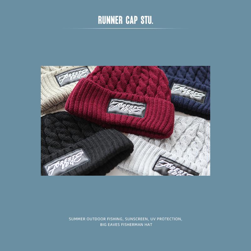 Зимняя мужская корейская шерстяная шапка, зимняя, полностью вязаная, с дынным принтом, теплая шапка с рукавами для головы и головы