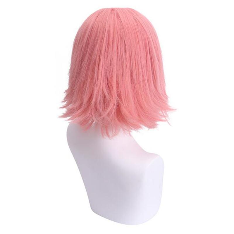 Аниме Косплей Харуно Сакура Косплей Парик Молодая версия Короткие розовые волосы Парики + Шапочка для парика + Татуировка на лбу + Повязка на голову + Повязка на голову