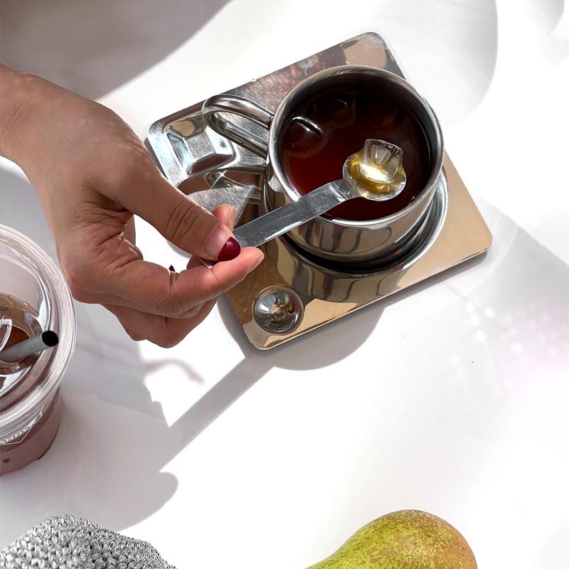 175 мл бытовая чашка для чая из нержавеющей стали с блюдцем и ложкой скандинавский дизайн металлических кофейных чашек