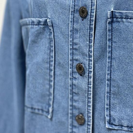 Женские джинсовые рубашки Оверсайз С длинным рукавом На пуговицах Куртка Повседневные джинсовые куртки Весенние Осенние наряды