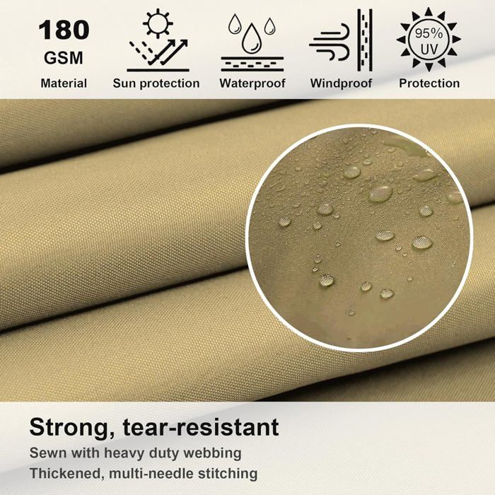 Voile d'ombrage rectangulaire 2×3 m en polyester - Imperméable et anti-UV, coloris sable