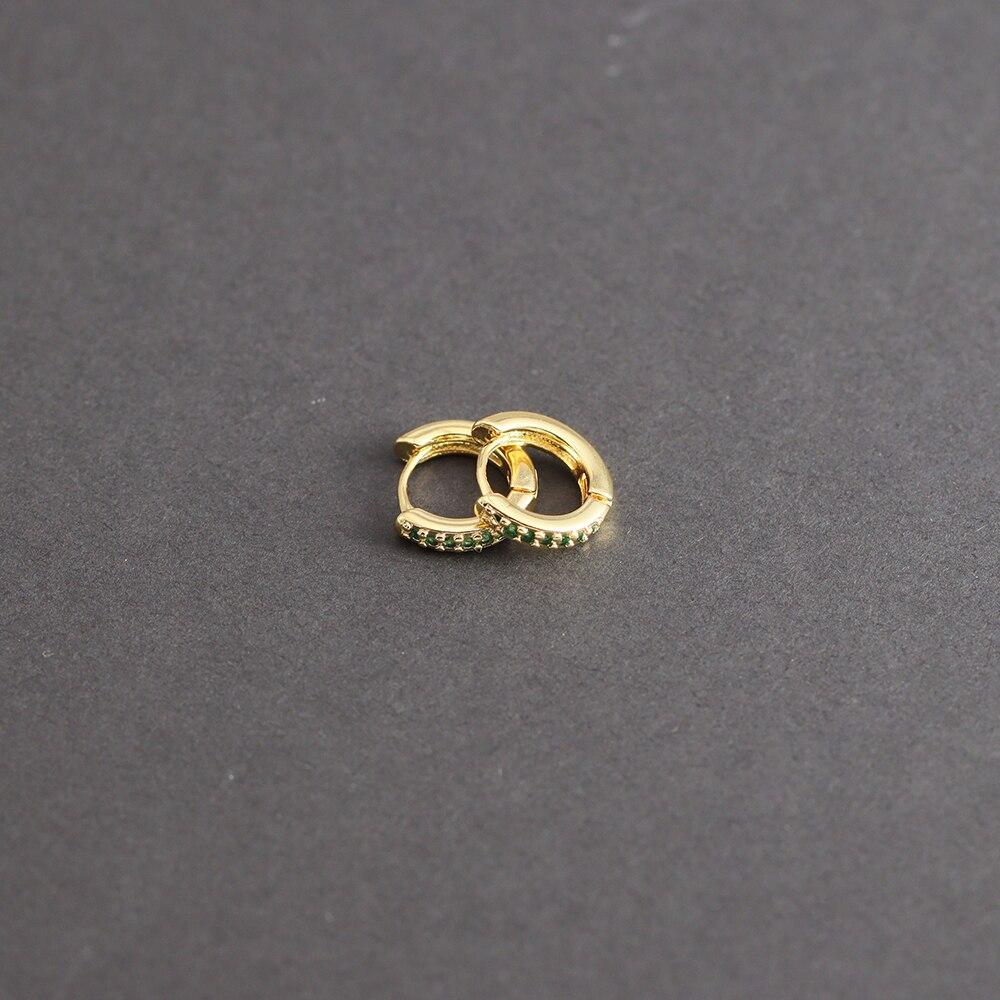 1 Pair Green Little Huggies Stainless Steel Hoop Earrings Girl Tiny Rings Cartilage Small Helix Piercing Tragus Circle Hoops