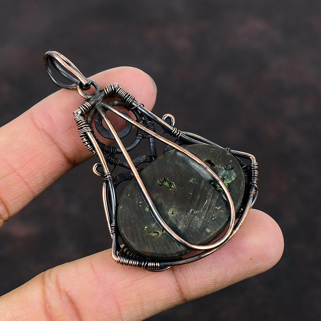 Подвеска Ocean Jasper, медная проволочная обертка, ювелирные изделия Ocean Jasper, подвеска из драгоценных камней ручной работы, подарок для матери, уникальное ювелирное изделие из меди