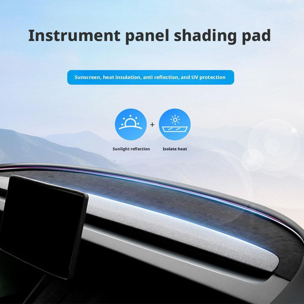 Suede Dashboard Cover Pad for Tesla Model Y Juniper 2025 Model 3 Sunshade Protector Anti-UV Dash Mat Sun-shading Non-slip Pads