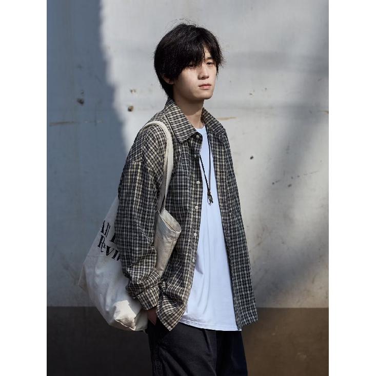 Рубашка в клетку в японском стиле Nanhe, мужская, с длинными рукавами, весна-осень, высококачественная, молодежная, свободная, повседневная, розовая куртка