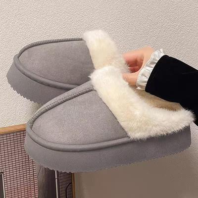 Домашние тапочки для женщин 2024 года, новые зимние повседневные теплые толстые нескользящие хлопковые тапочки с флисовой обувью для женщин
