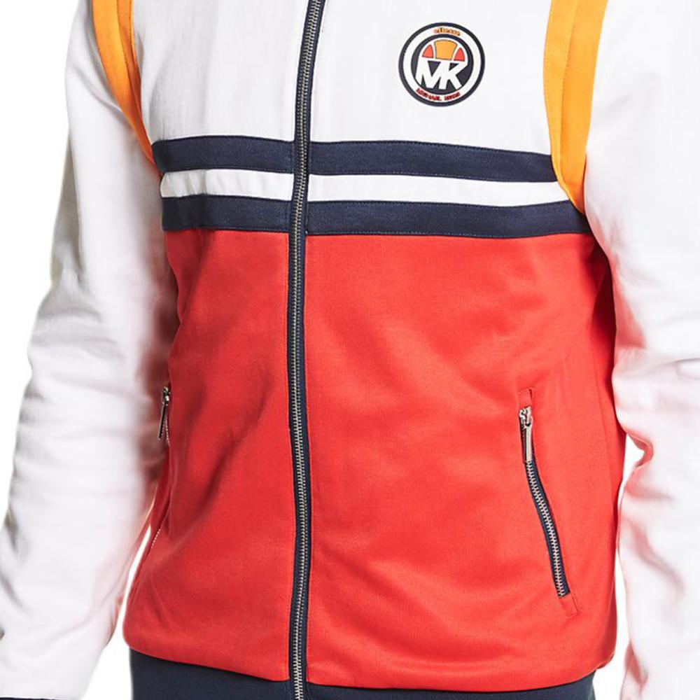 Michael Kors X Ellesse Сотрудничество Пламя Теннисный Узор Color Block Молния Повседневная Куртка Мужские куртки Белый Красный CS250TU5HM661