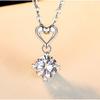 One Carat Imitation Mozzarella Diamond Necklace Women's Four-claw Love Collarbone Chain Pendant