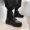 Осенне-зимние кожаные мужские ботинки на платформе, модные ботильоны с носками, мужские черные повседневные высокие берцы, уличная спортивная обувь, новинка