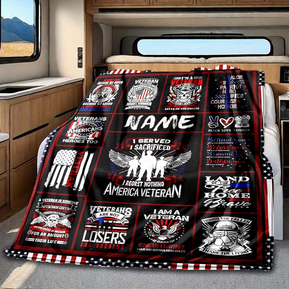 Veteran American Flag Heroes Sacrifice Blanketcustomize Your Name Lightweight Comfortable And Stylish Blanket For Travel Bed Home Chair Office Sofa