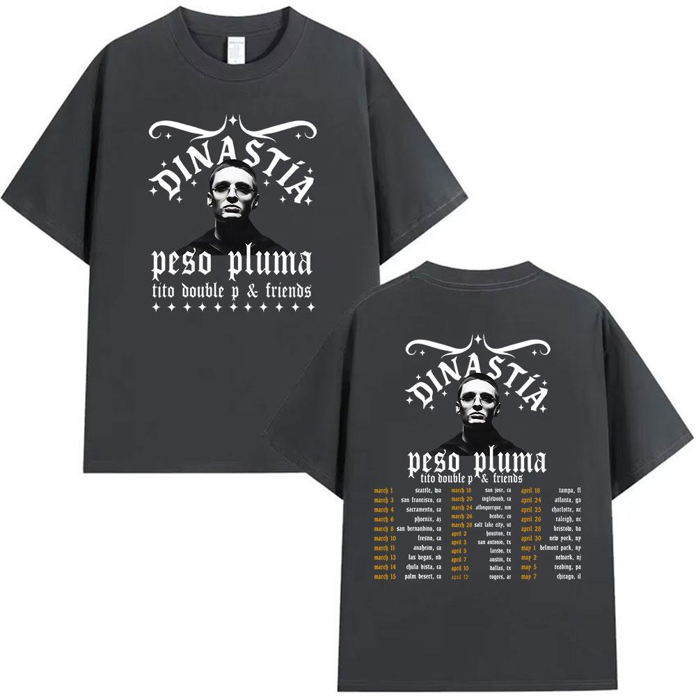 Peso Pluma & Friends Dinastia Tour 2026 Graphic T Shirts Unisex Vintage Gothic Short Sleeve T-shirt Hip Hop Pop Music Clothing Tees