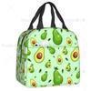 Cute Fruit Avocado Print Insulated Lunch Bag for Women Resuable Cooler Thermal Bento Box Kids School Children