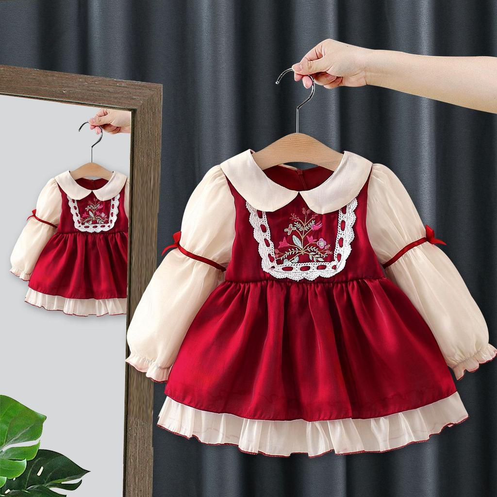 Платье для девочек Осеннее Платье принцессы для девочек Детское платье с кружевом и длинным рукавом