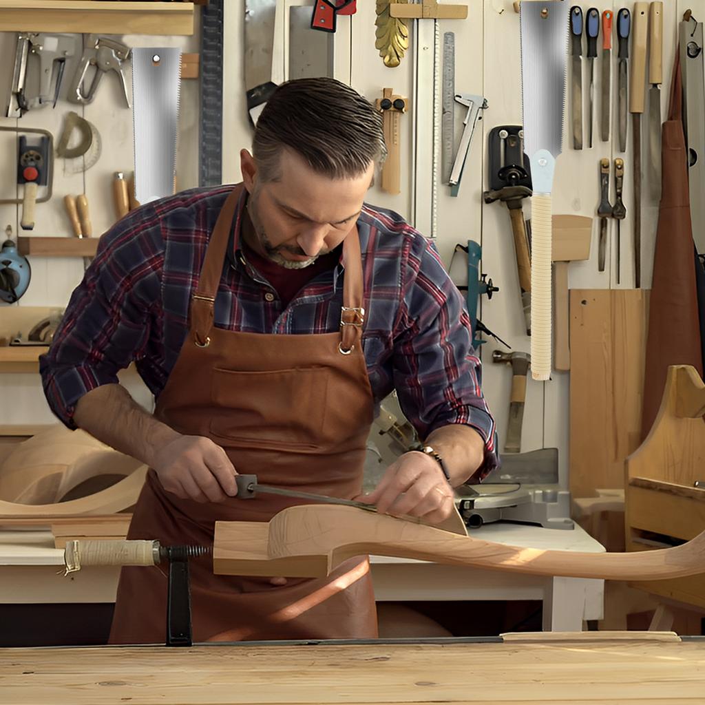 High Carbon Steel Double-sided Hand Saw 9.3 Inches High Hardness Beech Wood Comfortable Handle 2-in-1 Woodworking Hand Saw