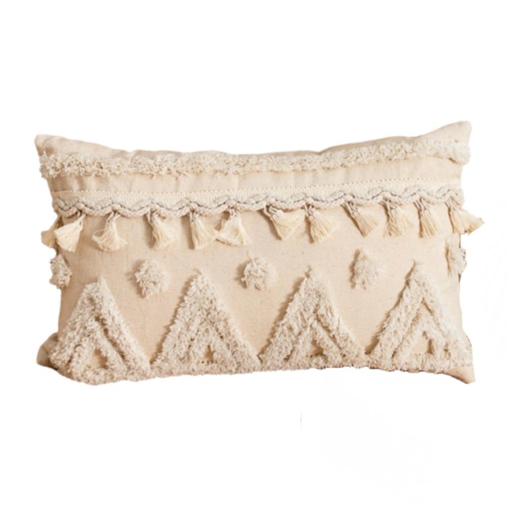 Vintage Tufted Fringed Cushion Cover Rustic Style Pillowslip Elegant Pillowcase Bed