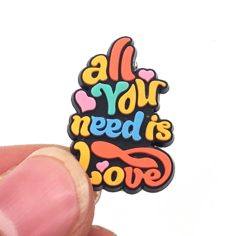 Серия фраз с буквами Мультяшные украшения для обуви-сабо: Милые ПВХ цветы и пряжки