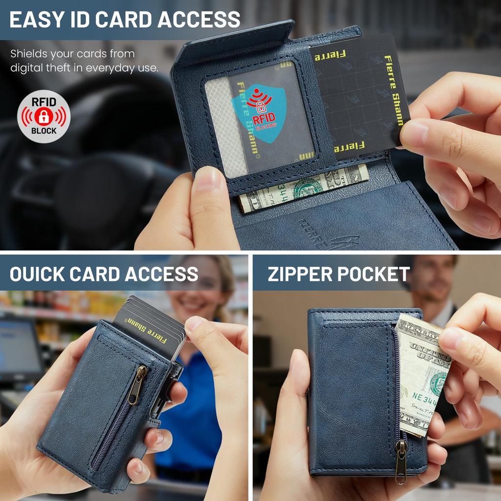 Алюминиевый всплывающий держатель для нескольких карт с защитой от RFID для мужчин