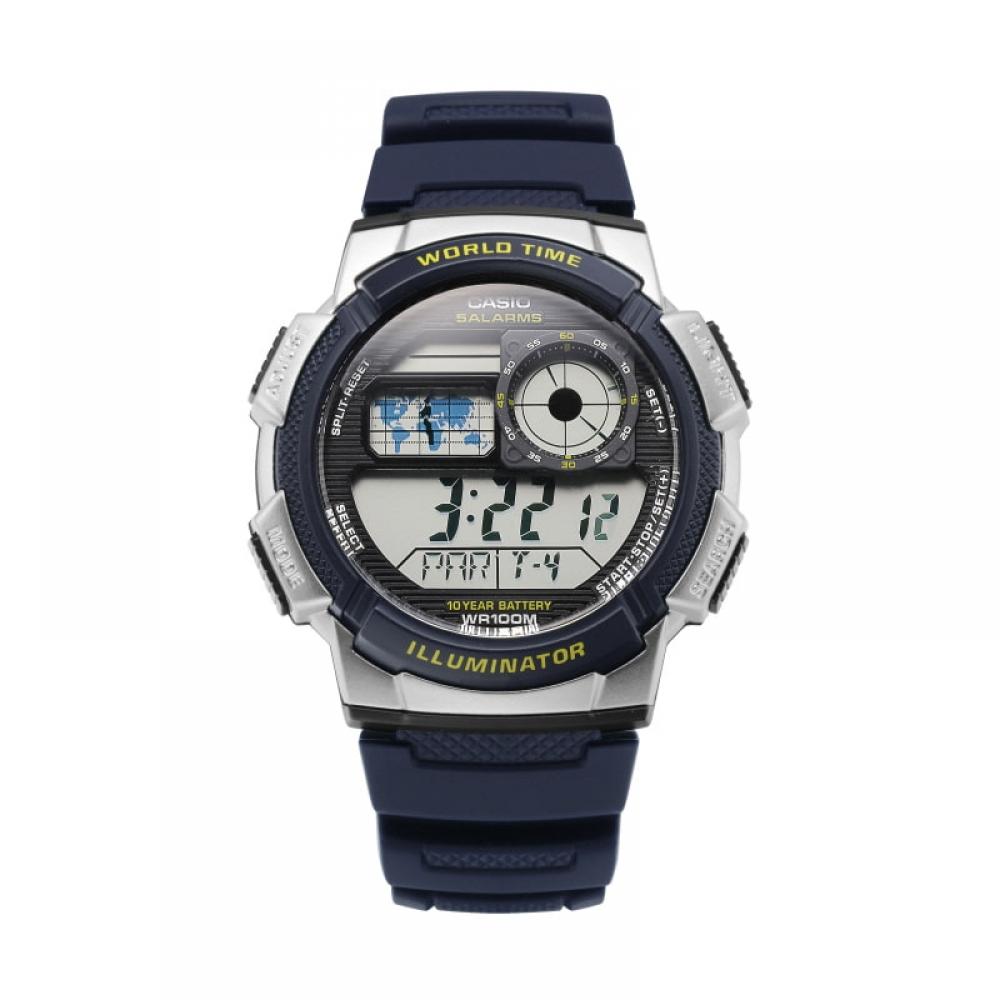 Casio Ae 1000w 2avdf  Ae 1000w 2a  Цифровые спортивные часы Soldier World Time для мужчин из полиуретана
