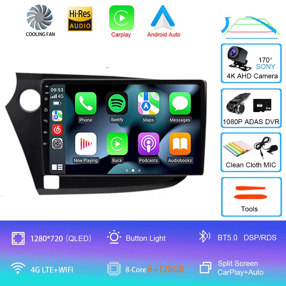 Автомобильное радио 9" Android 14 для HONDA INSIGHT 2009 - 2014 Навигация GPS Carplay Мультимедийный плеер Авто Стерео 2din DVD 360 Камера