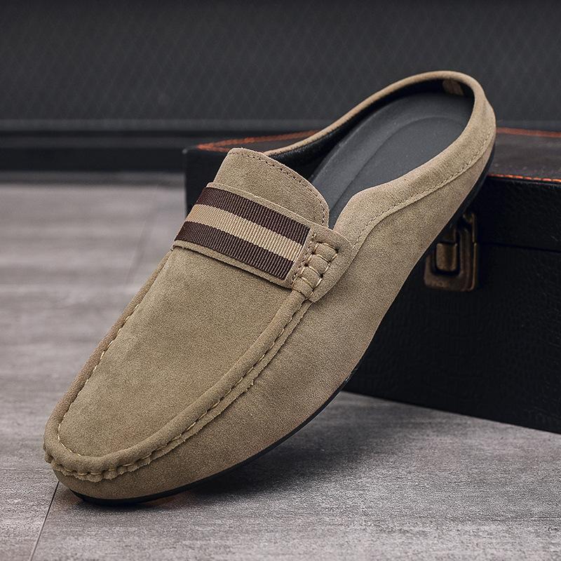 Men's Loafers Men's Light Men's Bean Shoes Men's Shoes Summer Style Slip-on Set Feet Breathable Casual Half Slippers Men