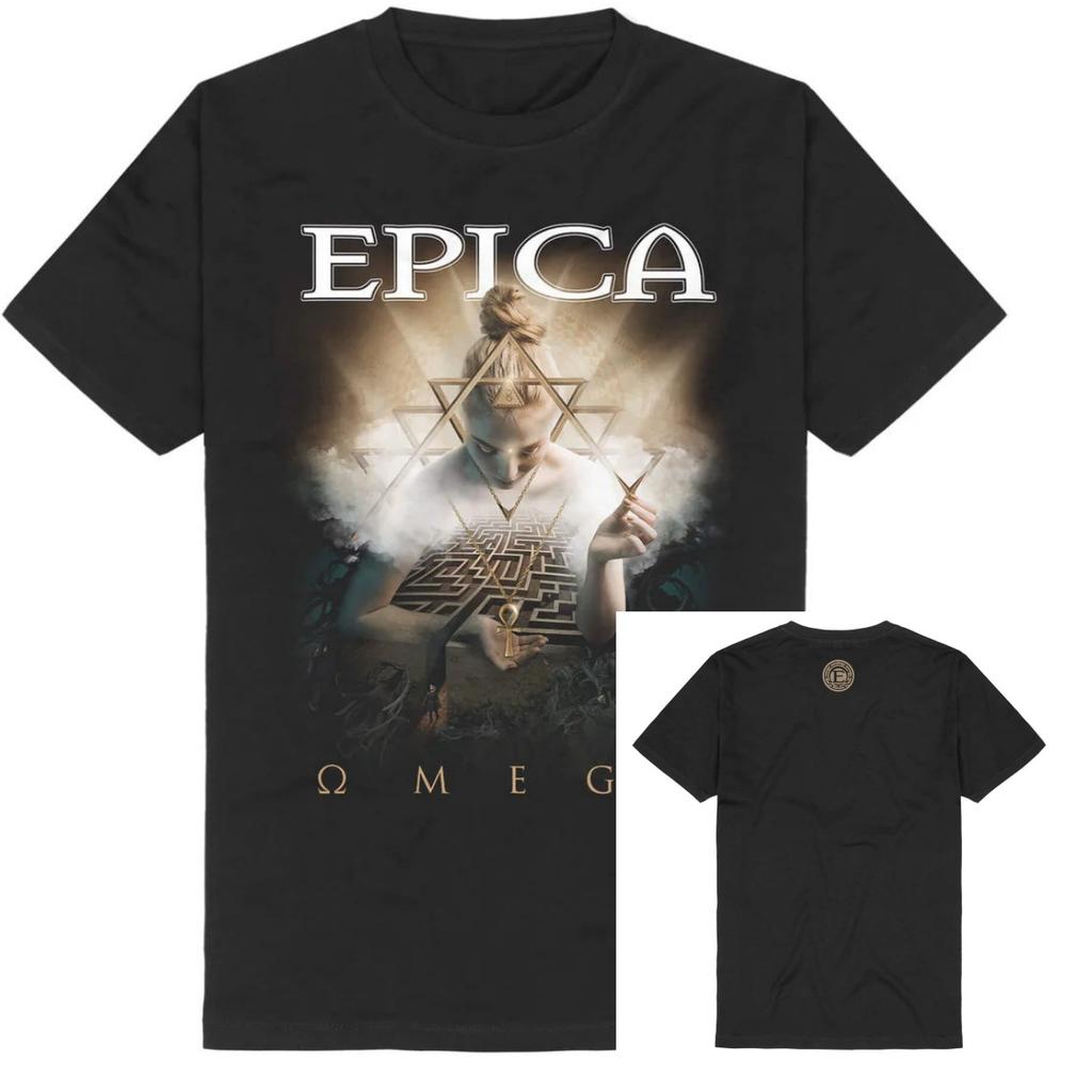 Футболка с принтом группы Epica THE QUANTUM ENIGMA Хлопковая графическая футболка Унисекс Женская Летняя уличная одежда Топ