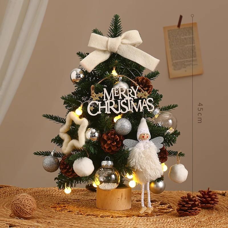 Mini Christmas Tree With Lights PE Snowy Desktop Holiday Decor 40-90cm