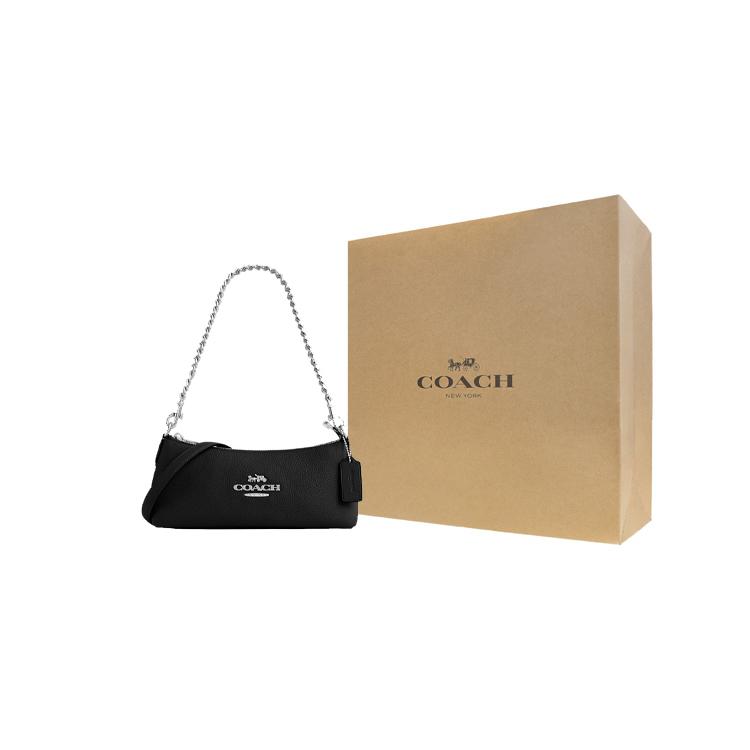 New COACH Pebbled Leather Shoulder Bag, Handbag, Shoulder Bag Women's Black CL407-SVDTV