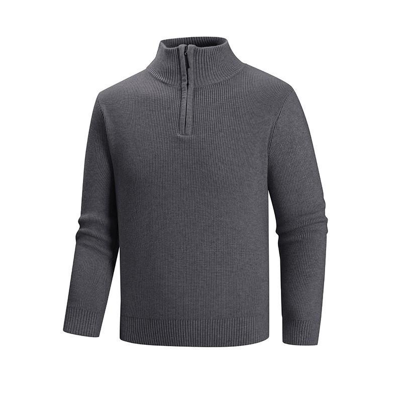 Mens Slim Fit High Neck Half-Zip Knit Sweater Solid Color Casual Winter Warm Pullover Young Adults