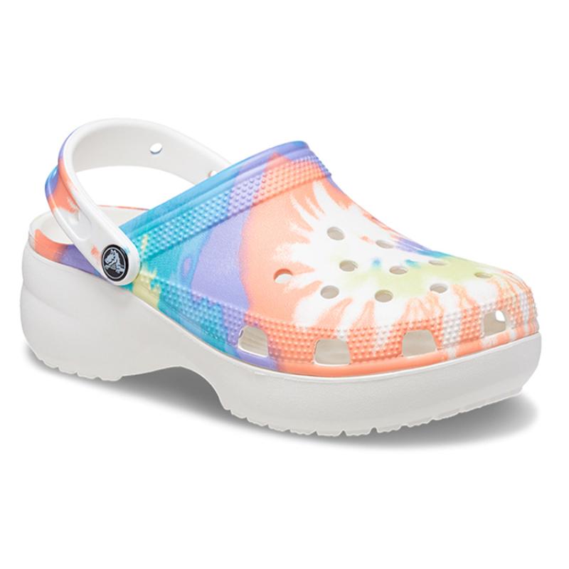 Crocs Classic Clog Lightweight & Comfortable Sneaker Sandals Women's Blue Orange Cloud Tie-Dye Print