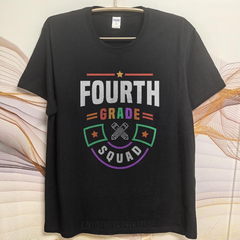 Stylish For Him Summer tshirt Fourth Grade Squad Design With Stars And Pencils Short Sleeve New Arrived ONeck Unisex Top Tees